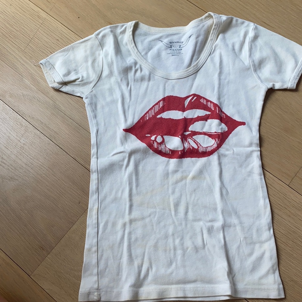 White Tee with Red Lips
